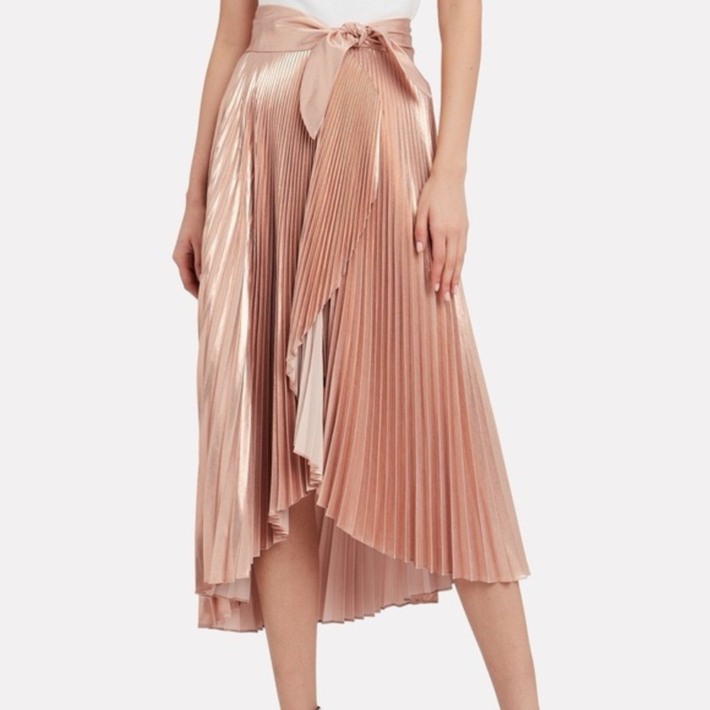 A.L.C. Eleanor Pleated Rose Gold Wrap Skirt